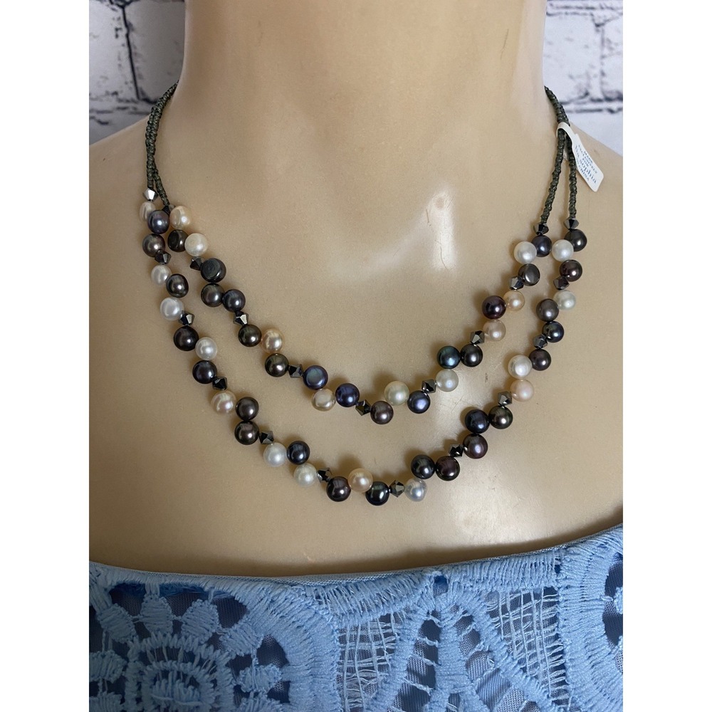 NWT Lia Sophia Tahitian Freshwater Pearls Bead 16" Double‎ Strand Necklace